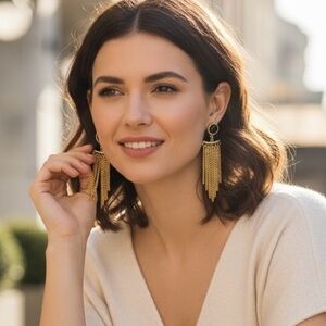 MIA Dangle Earrings Gold Color Fashion Jewelry With Gem Detail 

New Never Worn